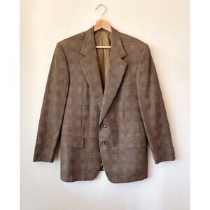 Ermenegildo Zegna Brown Plaid Silk/Wool Sport Coat Jacket Blazer Size Medium
